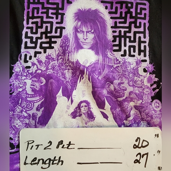 David Bowie Black Purple Graphic Labyrinth Short Sleeve T-Shirt Jim Henson movie - Picture 6 of 6